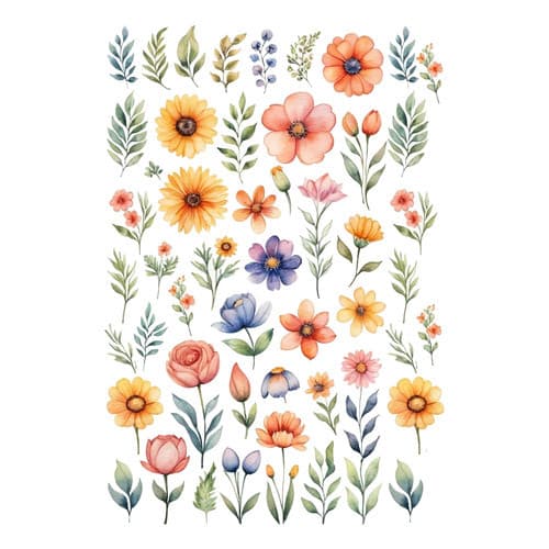 Decalque Porcelana Forno Caseiro - Mix Flores Variações