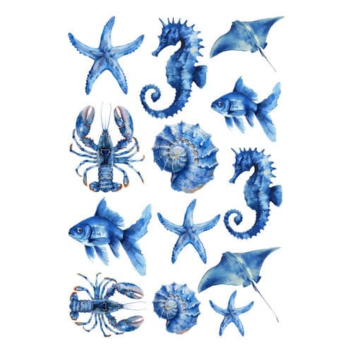 Decalque Porcelana Forno Caseiro - Animais Mar Vintage