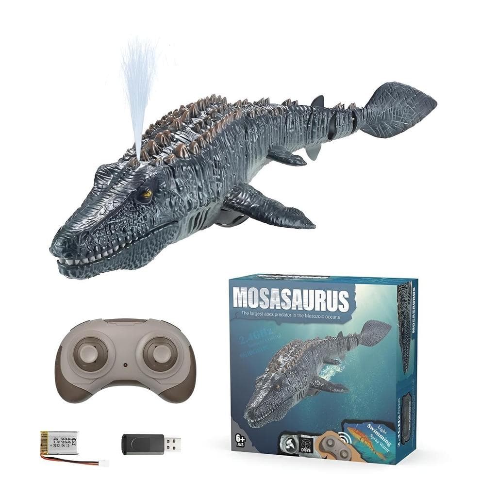 Mosassauro Dinossauro Controle Remoto Brinquedo Para Piscina Cor Cinza