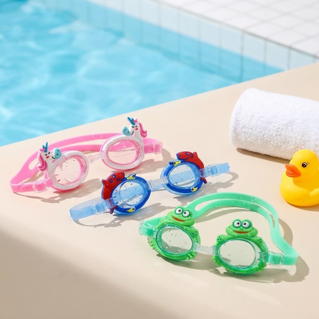 Óculos De Natação Infantil Desenho Animado Bichinhos Anti Vazamento Silicone Macio Alça Ajustável Para Crianças
