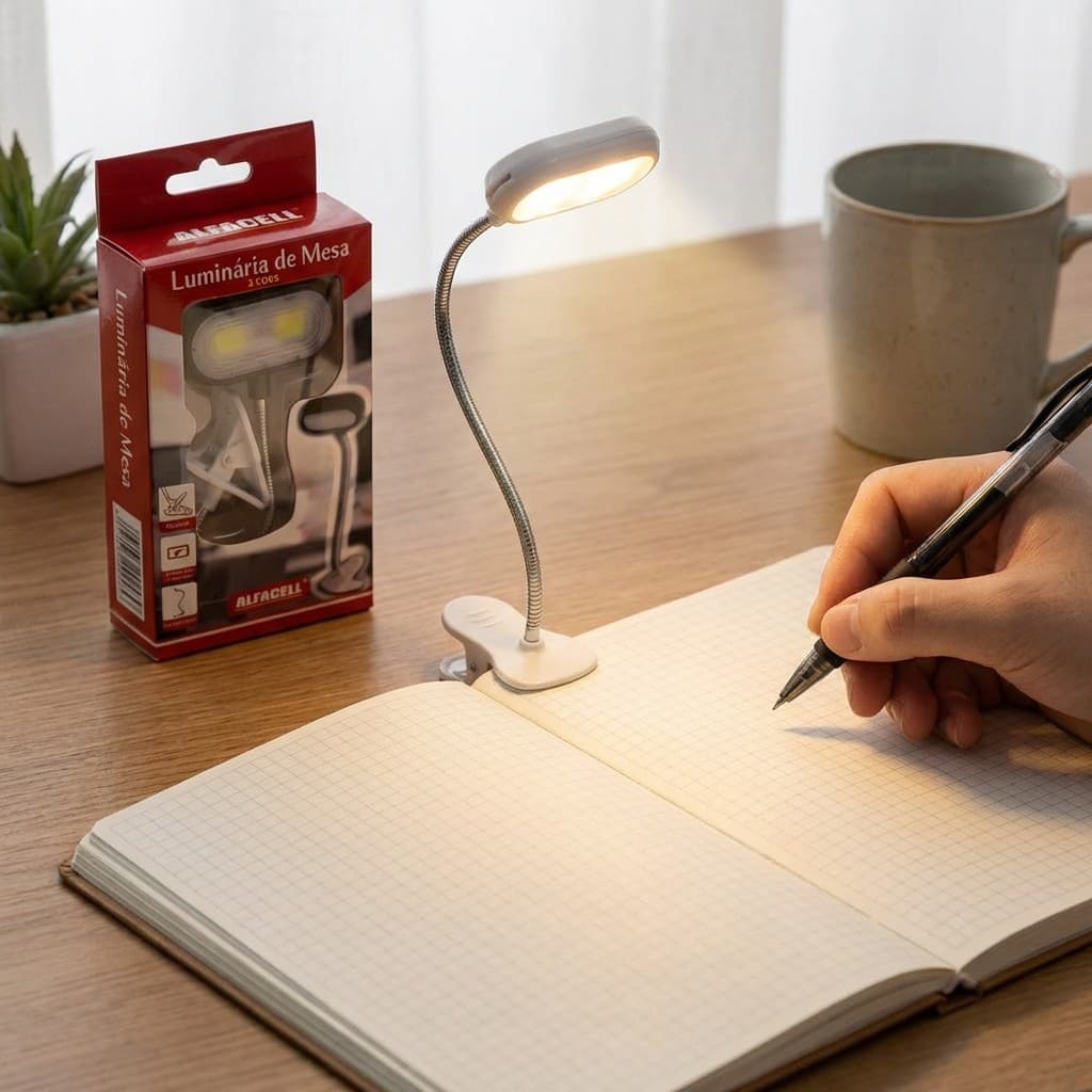 Luminária De Leitura Led Com Clipe Portátil Haste Flexível Para Livros Estudo Cabeceira A Bateria