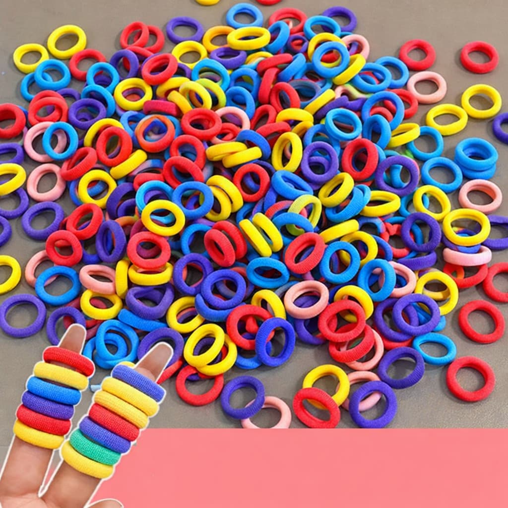 Kit 300 Elásticos de Cabelo Coloridos – Acessórios Infantis