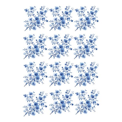 Decalque Porcelana Forno Caseiro - Floral Azul 7cm