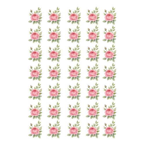 Decalques Porcelana Forno Caseiro - Ramo Flor Rosa 4cm