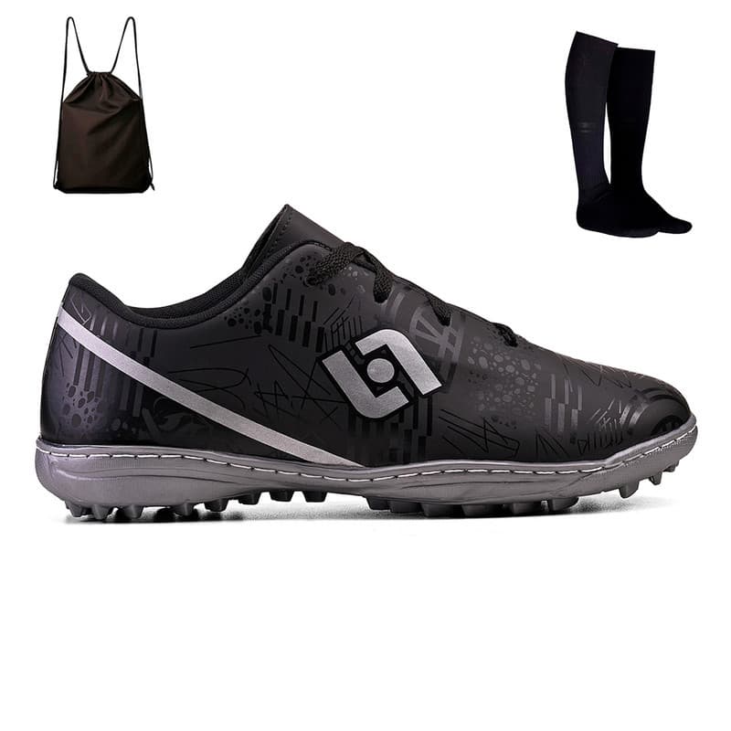 Chuteira Society Leve Meninos Conforto + Meião + Mochila