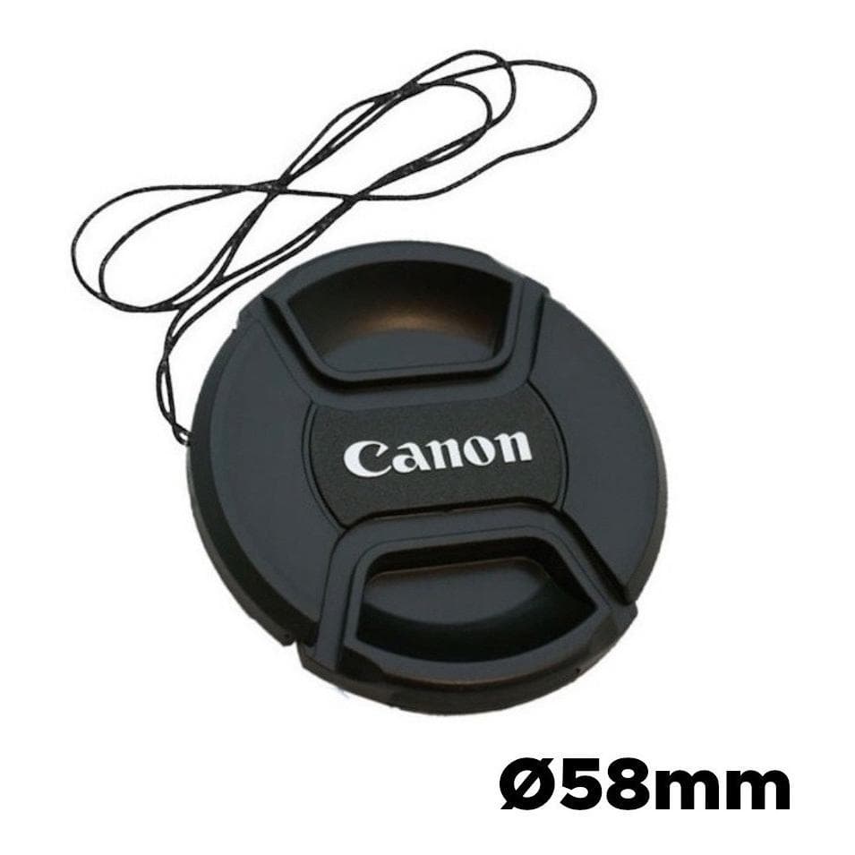 Tampa Frontal Lente Canon 18-55mm 58mm Com Logotipo Preto