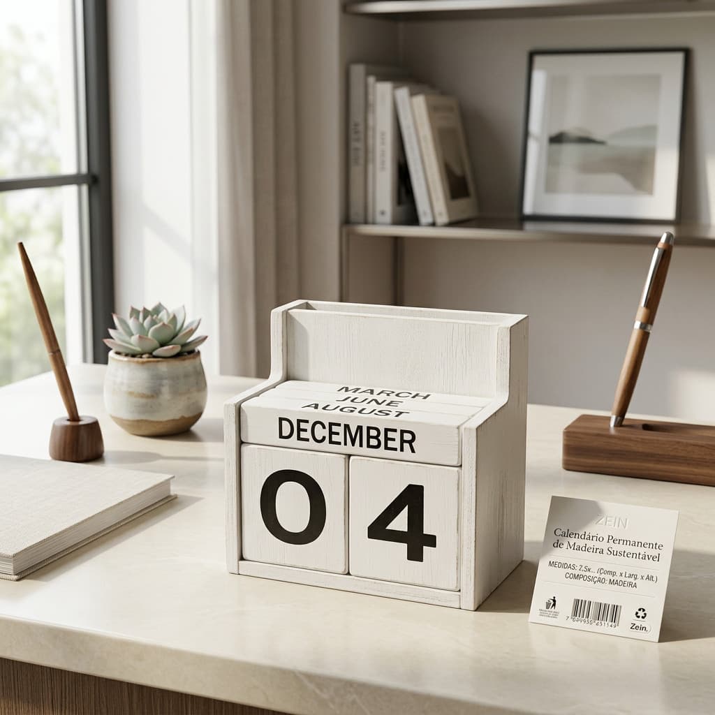 Calendário Permanente de Madeira Decorativo e Sustentável para Organização Diária