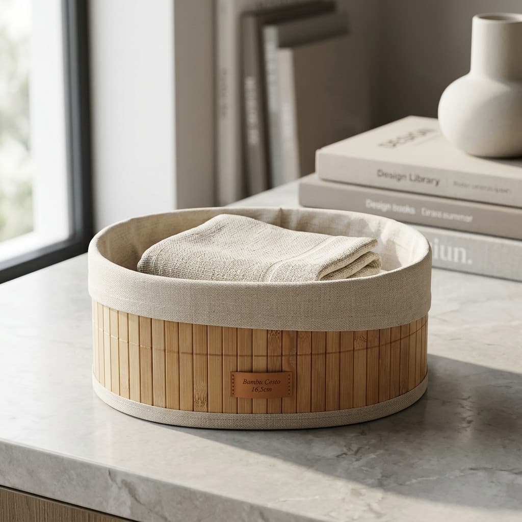 Cesto Multiuso Redondo em Bambu 16,5cm Prático, Resistente e Sustentável