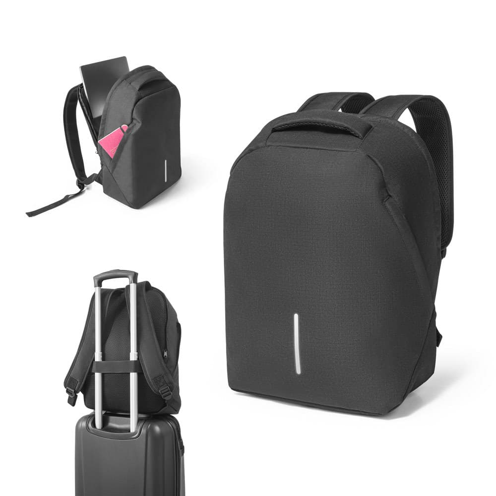 Kit 5 Mochila com sistema antiroubo para notebook 15.6" em 600D e ripstop 17 L Preto Personalizado com Logo Atacado