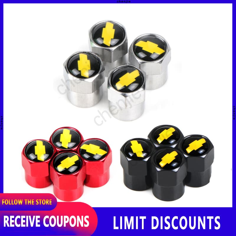 Tampas da haste da válvula do pneu da roda de liga de alumínio 4 unidades para Chevrolet