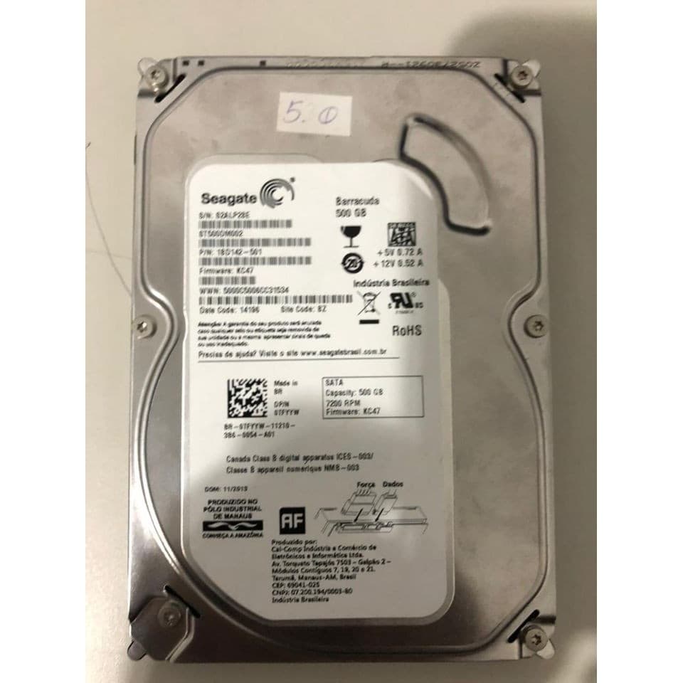 Disco Rígido Hd 500gb Seagate Usado