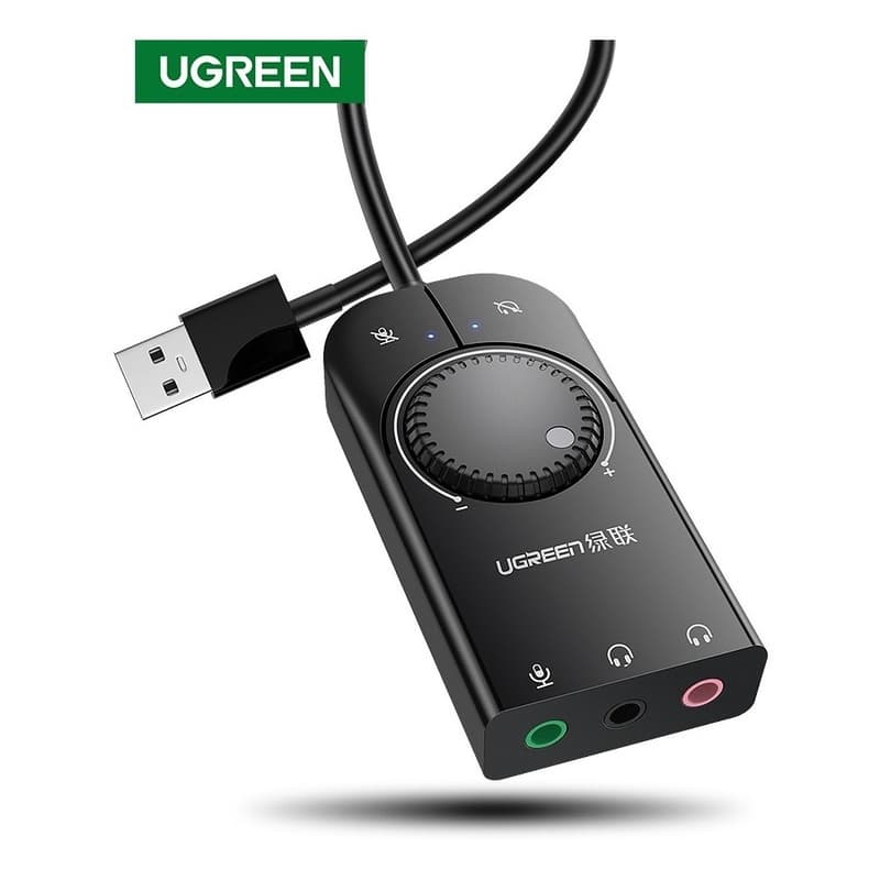 Ugreen - Adaptador Usb Áudio Microfone Placa De Som 2X P2 ou P3 Headset 40964 Nfe