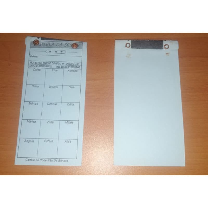 Mini cartela da sorte- pacotes com 10 unidades