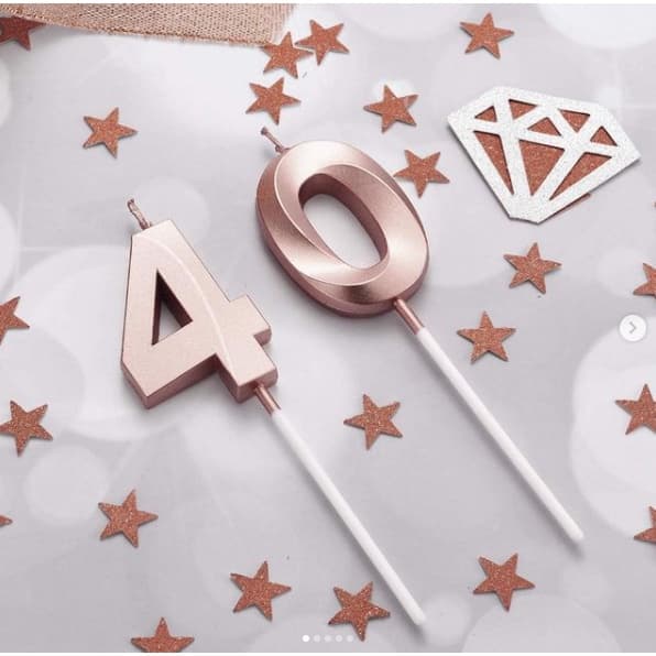 2 Velas De Bolo Aniversário Número Rose Gold Perolizada Festa Luxo