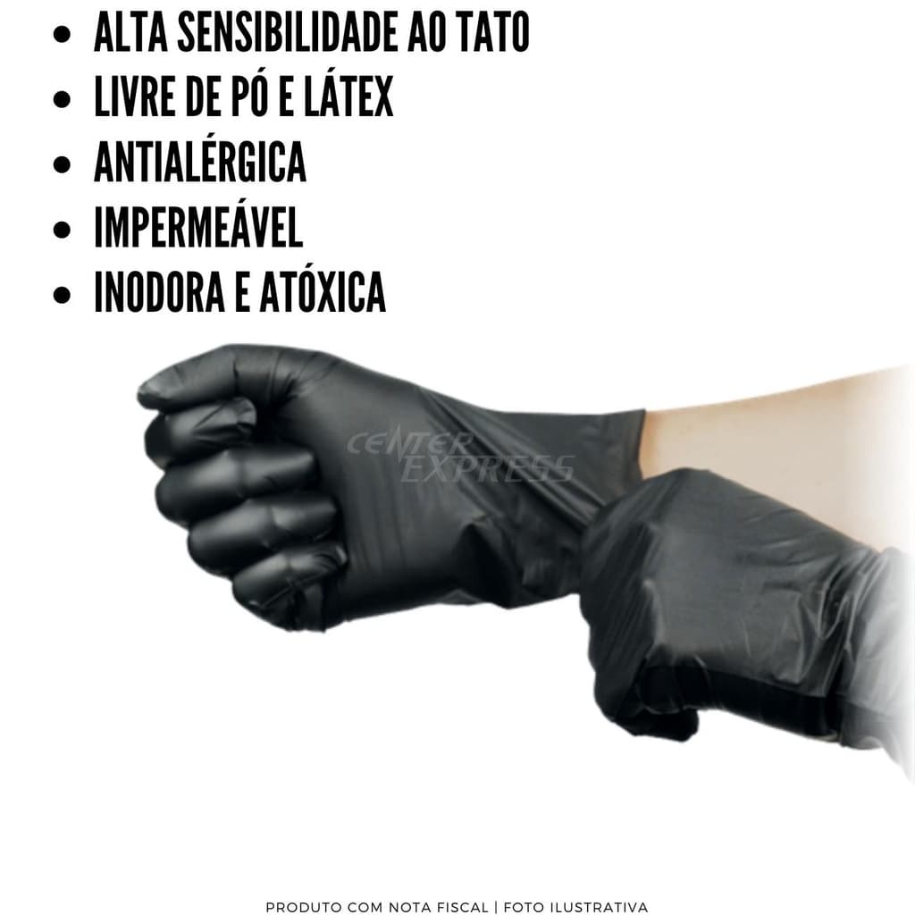 Luva Para Chef De Cozinha Viniflex Preta Livre De Látex