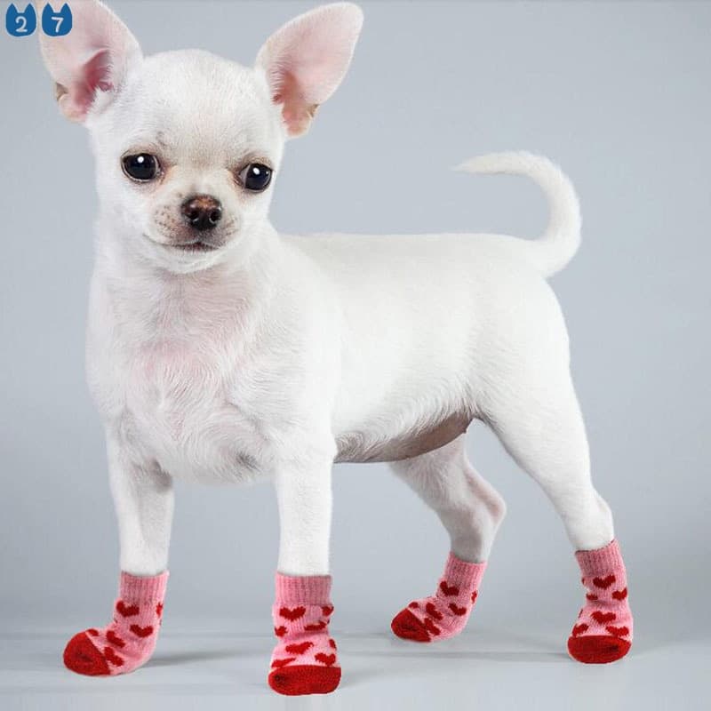 (27Pets) 4pcs Meias Macias Malhas Para Animais De Estimação Filhote De Cachorro Quente