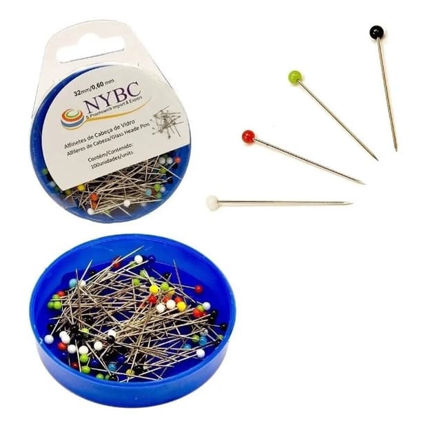 Alfinete Cabeça De Vidro - 100 Unidades