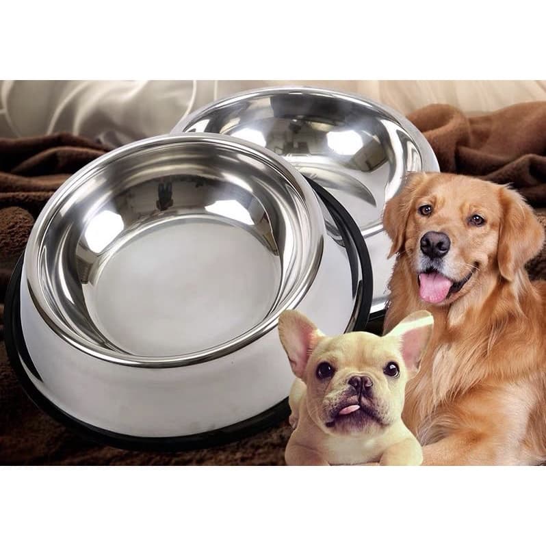 Comedouro Bebedouro Inox Antiderrapante Para Pet Cachorro Gato Porte Pequeno Médio Grande 4.9