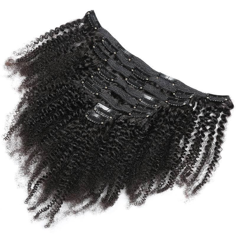 Afro Kinky Curly Full Head Máquina Brasileira Remy Clip Em Extensões De Cabelo Humano 100 % Real Natural Clipes 8pçs/Conjunto 8-26 Polegadas 120G