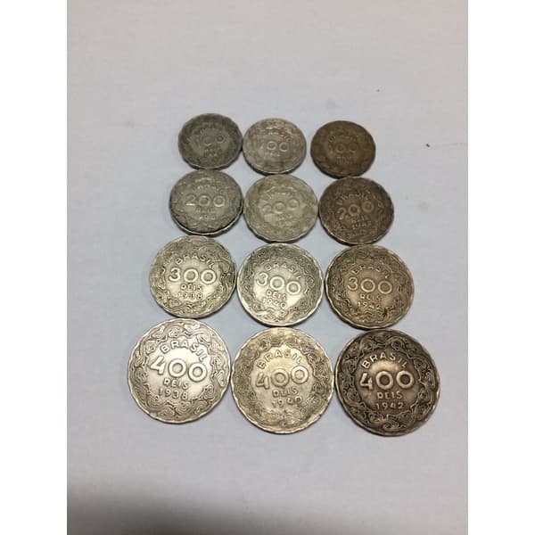 coleção de moedas Getúlio Vargas 100,200,300,400 réis 1938 a 1942