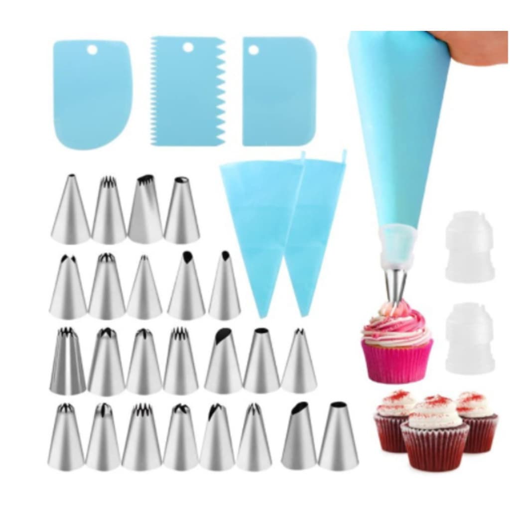 24 PÇS Conjunto De Saco De Confeiteira De Silicone Com Bico Para Decoração Com Creme / Confeitaria / Açúcar