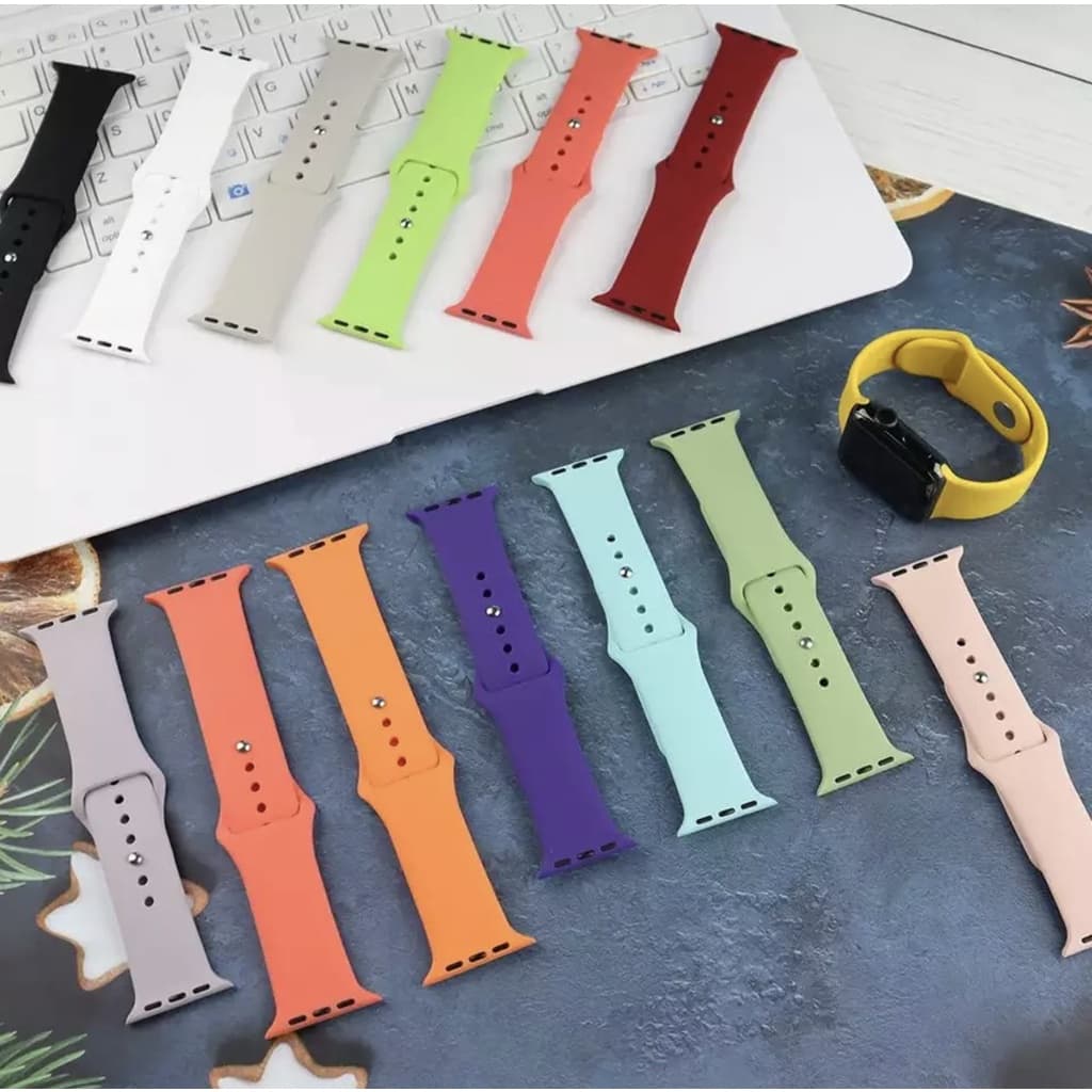 Pulseira Lisa Silicone Para Watch Iwo 38mm 40mm 41mm 42mm 44mm 45mm Series 1, 2, 3, 4, 5, 6 7 e SE