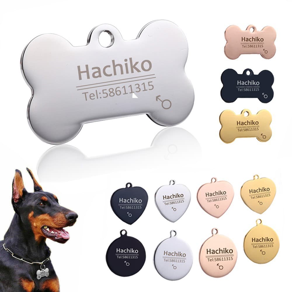 (Normma) Nome Gravado ID Tag De Cão Personalizado De Aço Inoxidável Tags Para Coleira Anti-Perda Pingente De Placa