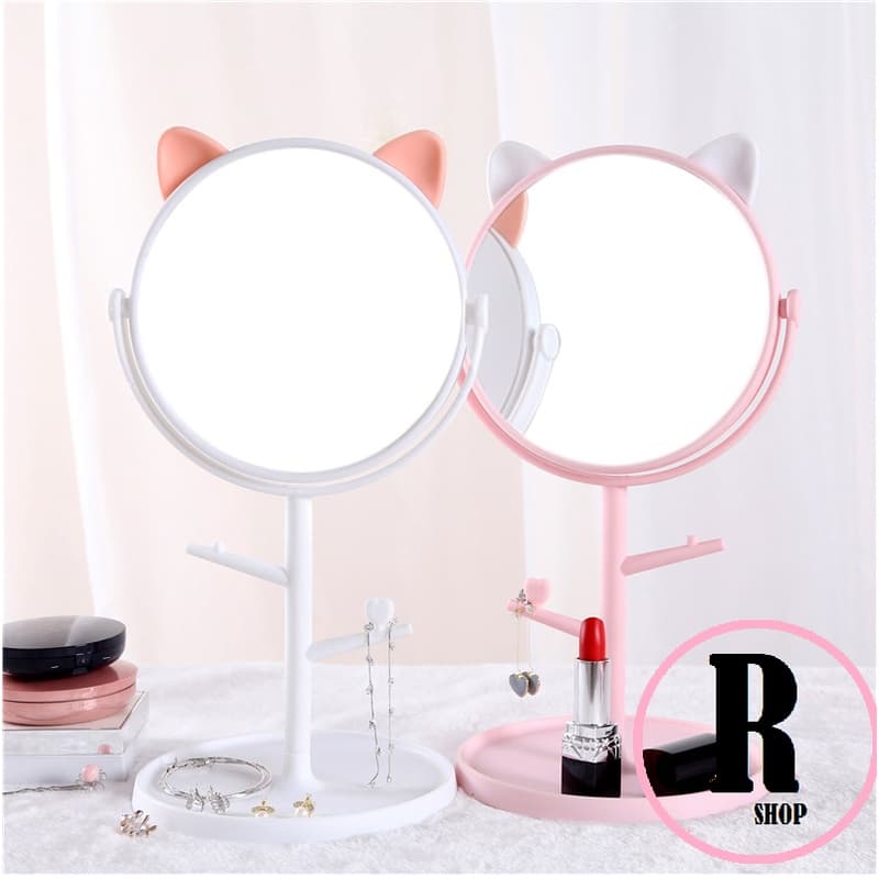 Espelho Mesa Redondo Base Porta Joias e Ganchinhos C/Ganchos