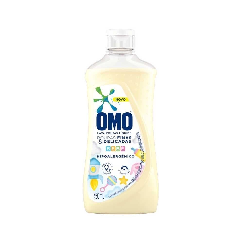 Novo OMO Lava Roupa Finas & Delicadas Cuidado Especial para as Roupinhas de Bebê 450ml