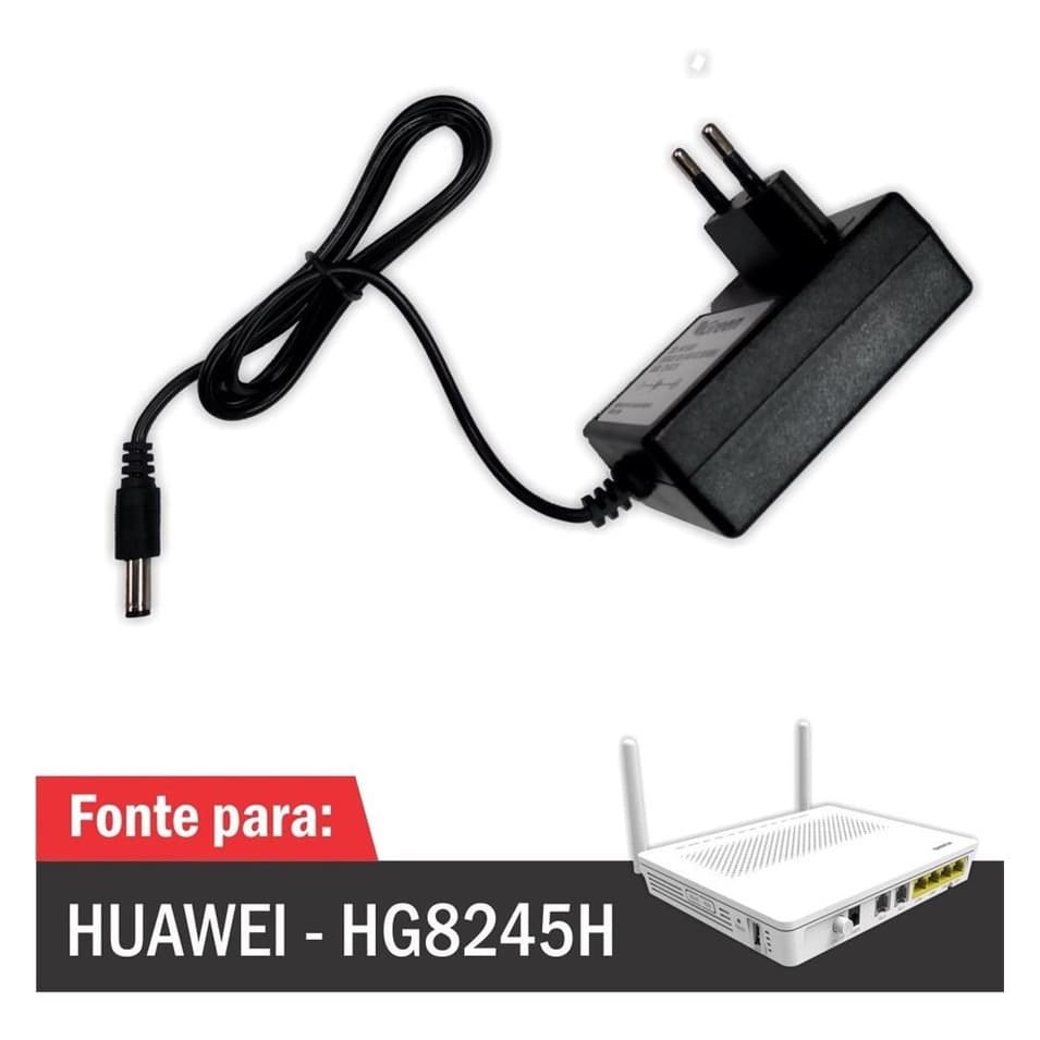 Fonte Para Roteador Modem Huawei Echolife Hg8245h ( Carregador / Cabo de Forca / Cabo de Energia ) - R980