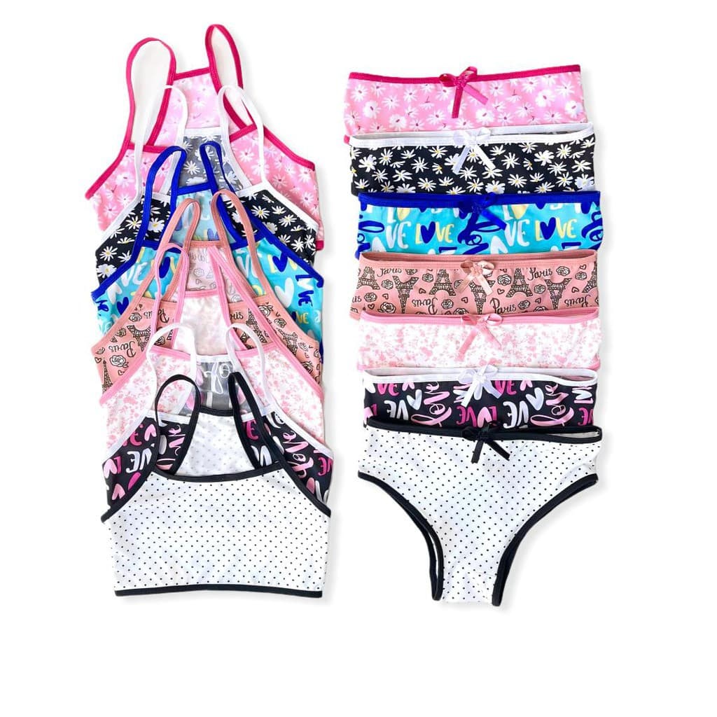 6 Conjuntos Infantil Top e calçinha Estampado