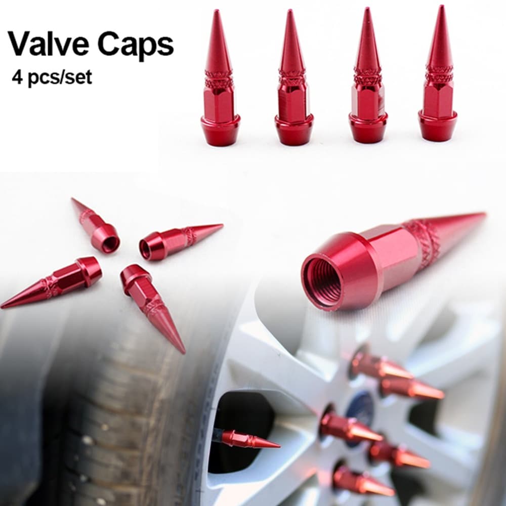 4 Pcs Universal Alumínio Car Styling Carro Deslumbrante Da Haste Da Válvula Do Pneu Do Carro Cap Spike-Shaped Metal Dust Covers Tampa Para Bicicleta Da Motocicleta