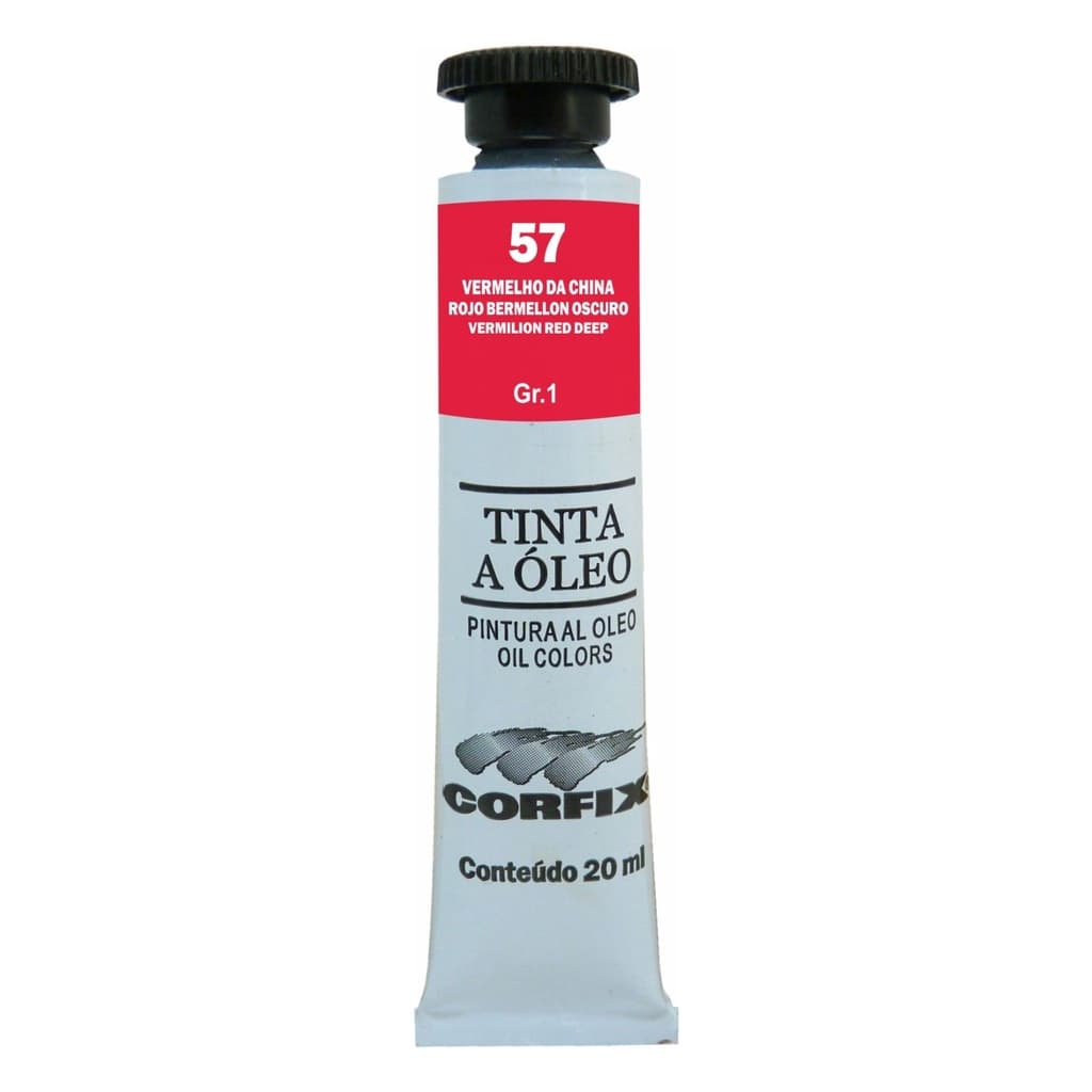 Tinta à Óleo para pintura em tela Corfix Bisnaga 20ml G1 - 57 Vermelho China