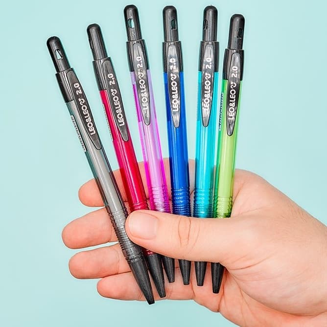 kit 3 Lapiseira 2.0mm Plus Escolar Cores LeoLeo Onda Futuro