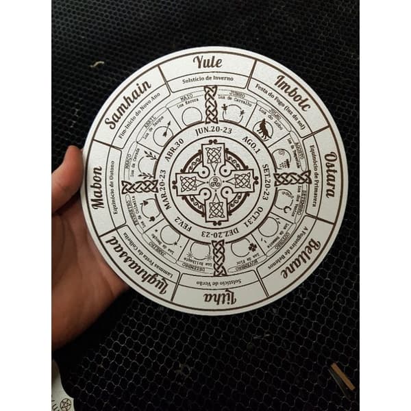 Roda do Ano 20 cm wicca gravada fases da lua calendário lunar sabbath sabá