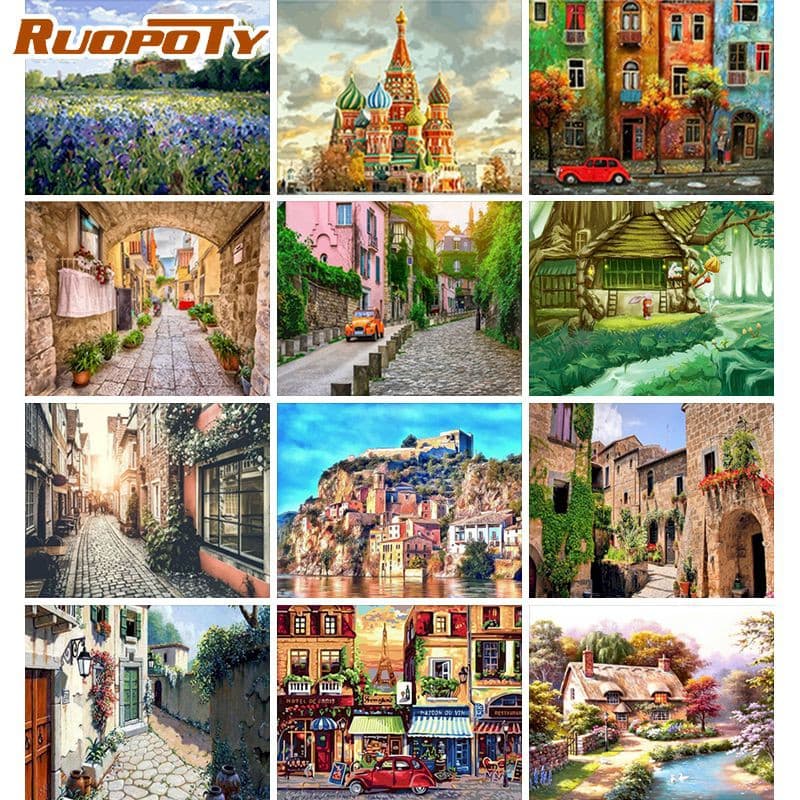 Ruopoty Pintura Por Número Pintura Acrílica Paisagem Pintura A Óleo Para A Decoração Home Na Lona Pintura Para A Parede Arte 40x50cm