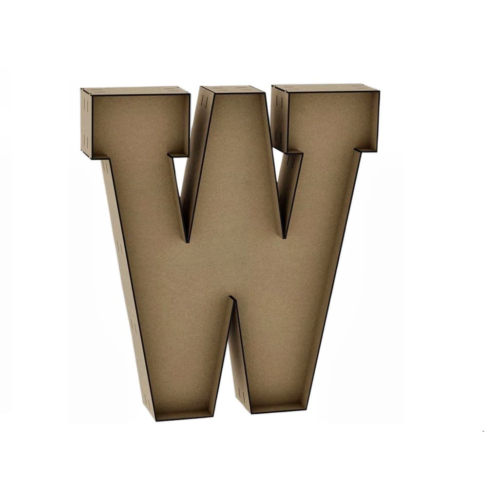 Letra Caixa W 30cm MDF Decoração Festa Nome Palavra Número