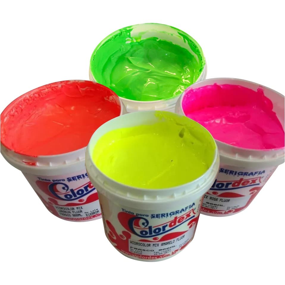 Tinta Tecido Hidrocolor Mix Fluorescente Silk Screen serigrafia estampa pintura