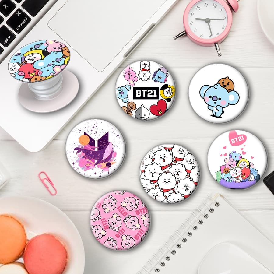 Suporte de dedo para celular Pop soket Cell Bt21 Mascotes