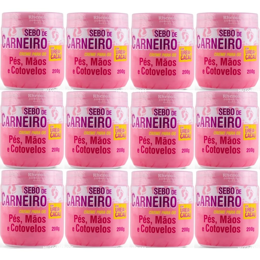 Caixa com 12 Creme Sebo De Carneiro 200g - Rhenuks