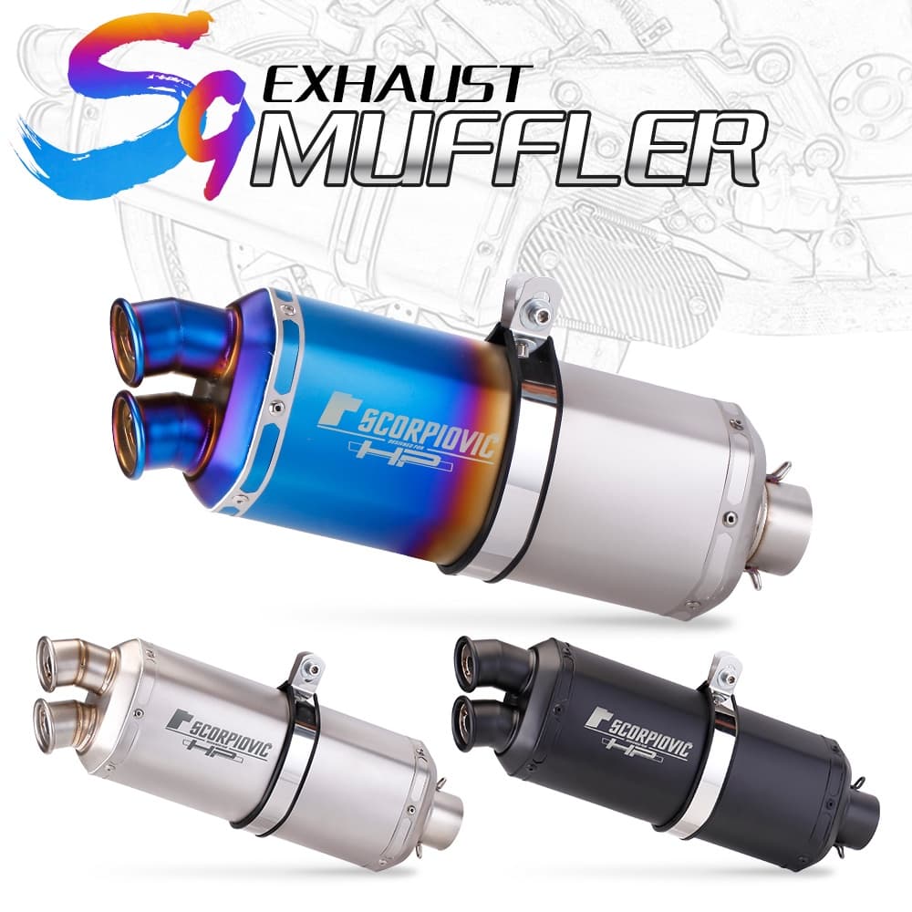 Tubo De Escape De Furo Duplo Para Motocicleta S9 , Silenciador De Ponta Saída Dupla ER6N Z900 R3 Z400 MT07 R15V3