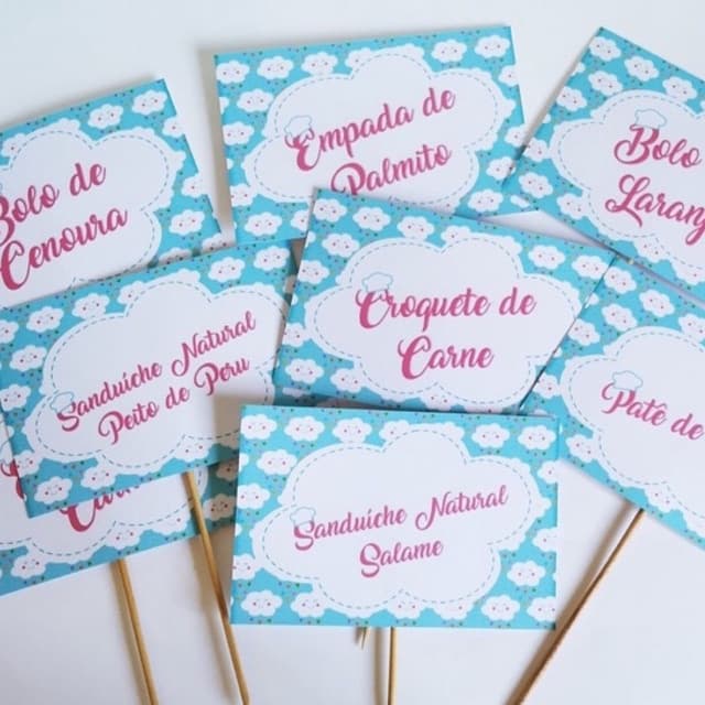 Plaquinha para Comidas, 10 Unidades - Pronto para Utilizar