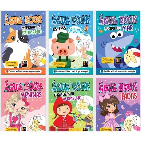 Livro Água Book Pintar com Água Infantil Diversão Mágica e Sem Sujeira Reutilizável Lúdico Criativo
