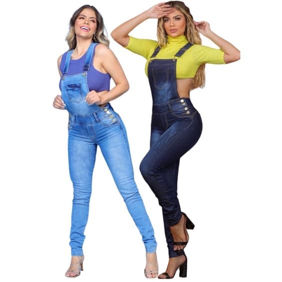 Macacão Jeans Feminino Cintura Alta com Elastano Modela o Corpo