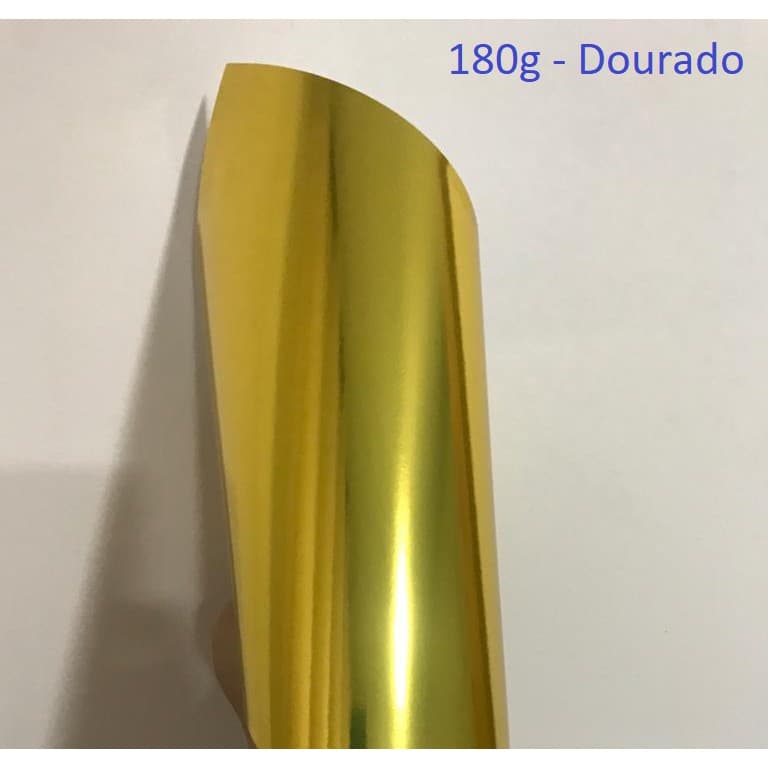 Papel Laminado Lamicote Dourado A4  **180g** - 1 Face - 10 Folhas