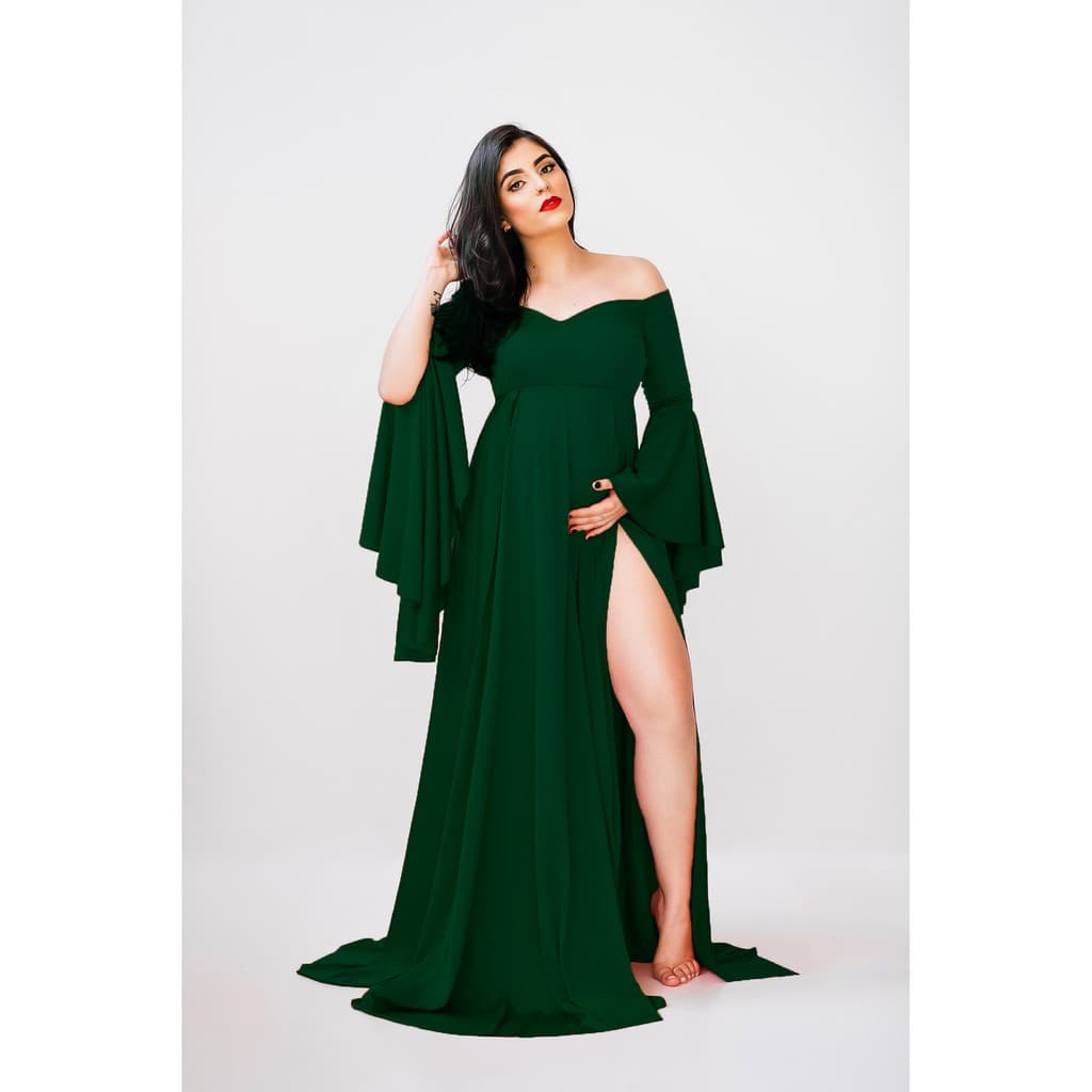 Vestido Gestante Com Duas Fendas Laterais Para Fotos G23