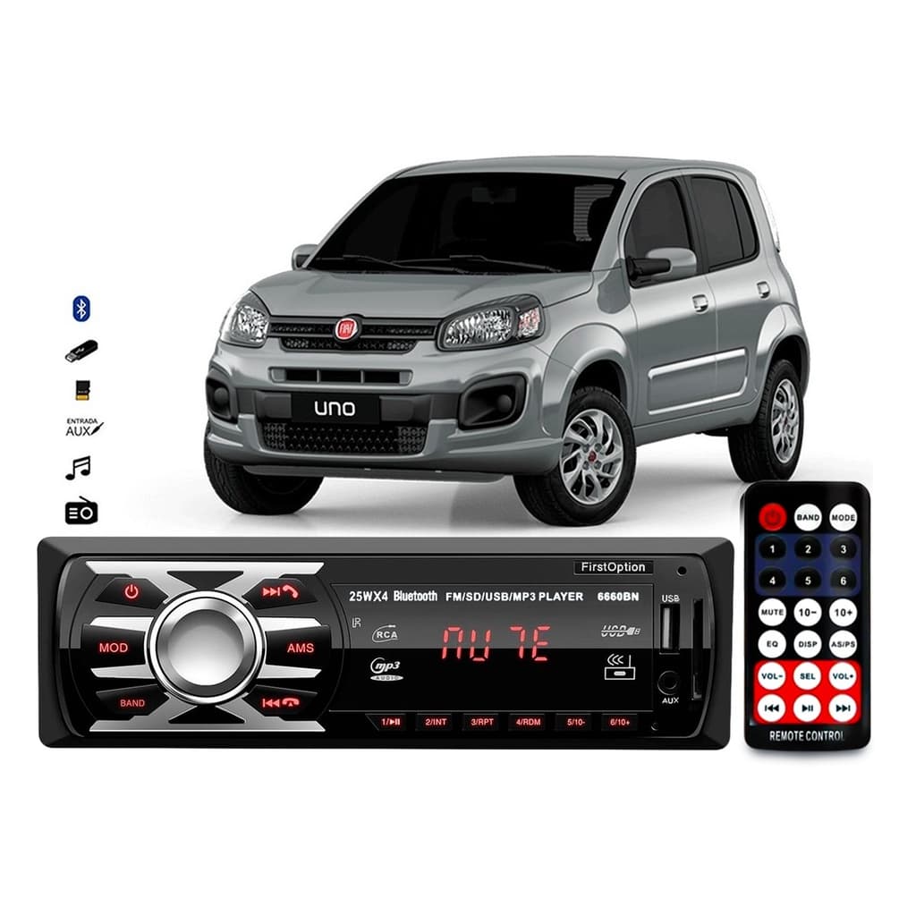 Aparelho Bluetooth usb Radio De Som Mp3 Fiat Uno Novo Pendrive