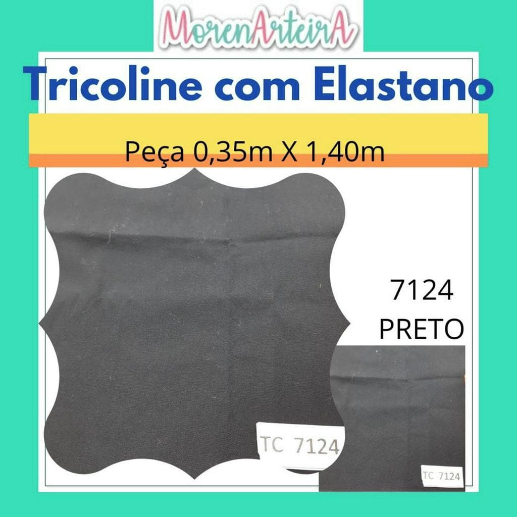 0,5 metro Tricoline com elastano 1,40x0,5m Preta 7124 001 - 193A17