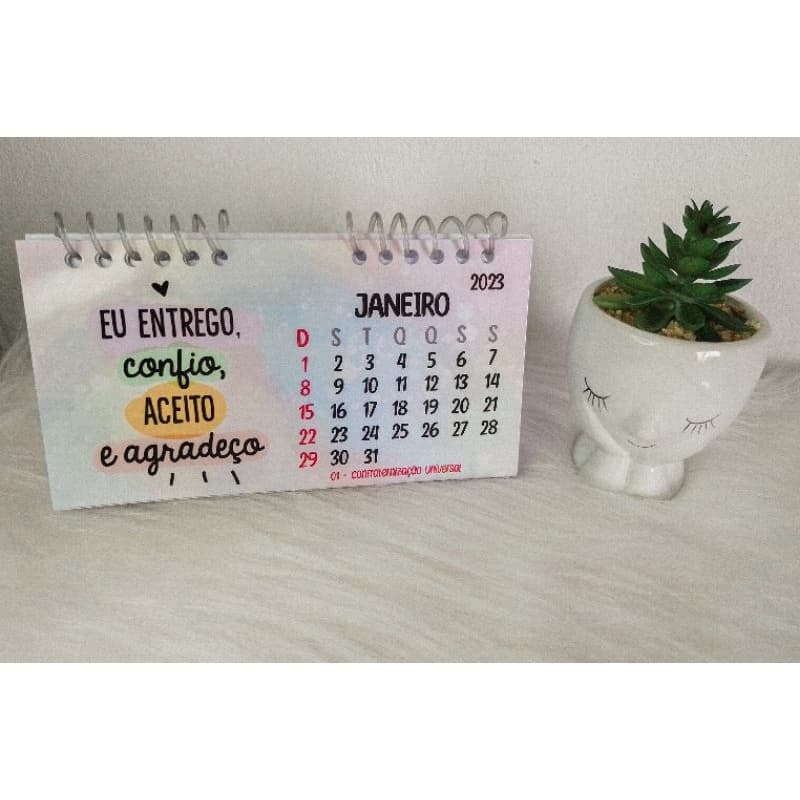 Calendário de mesa 2026 personalizado com frases e 6 fotos
