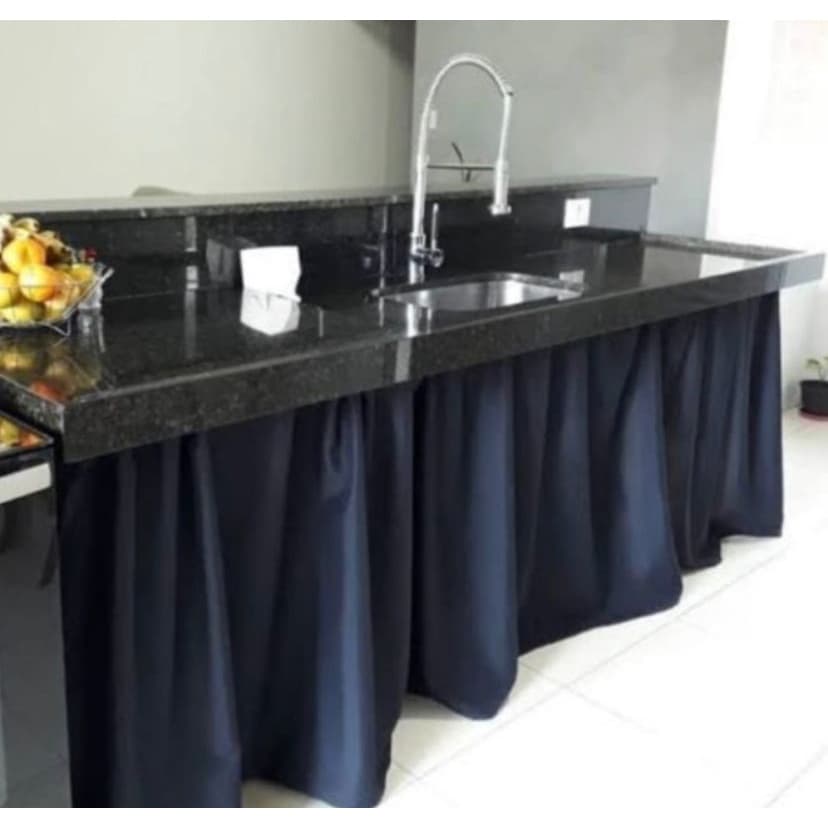 Cortina de Pia Cozinha Moderna Lisa de 2,80m x 0,80cm em Tecido